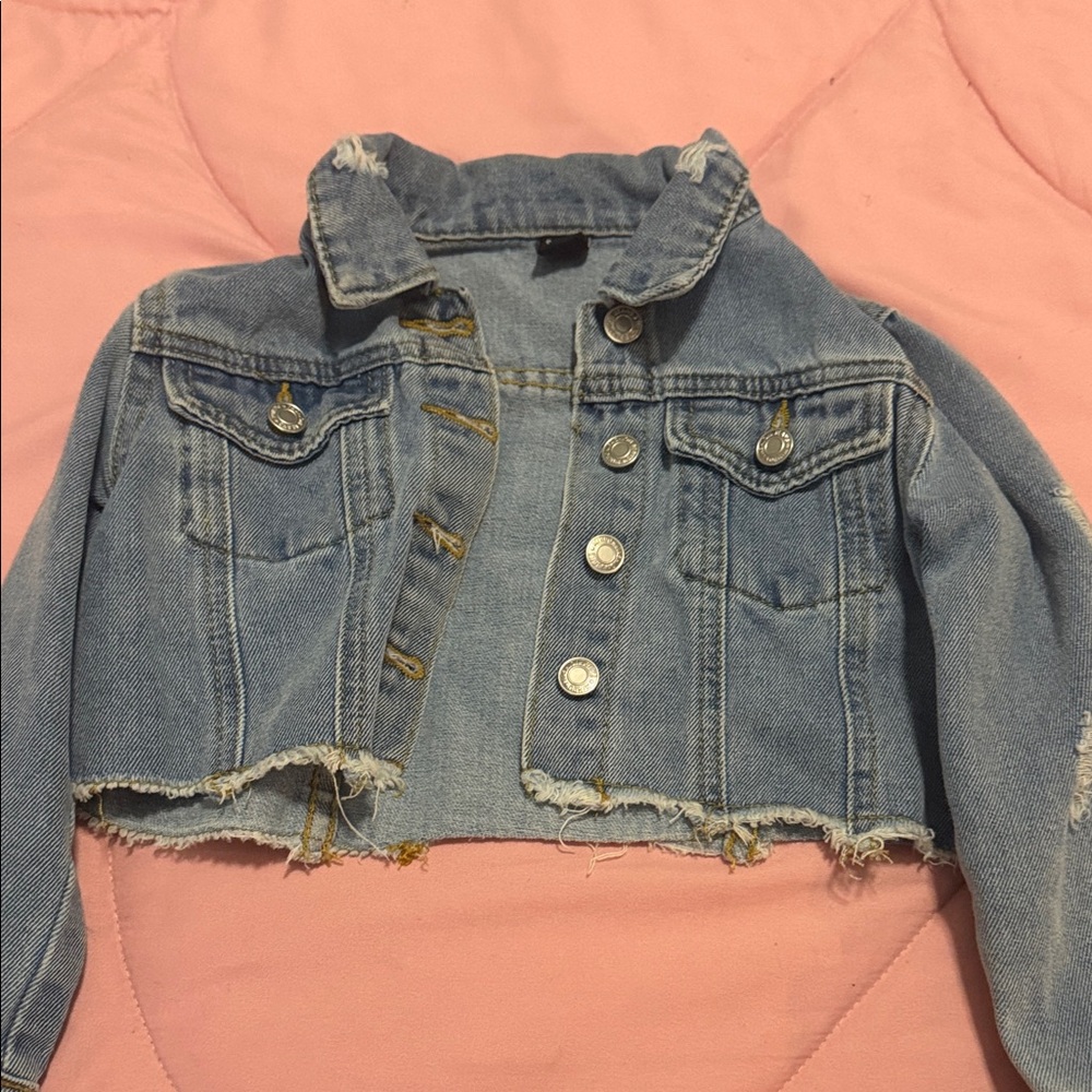SHEIN Kids Distressed Blue Denim Jacket